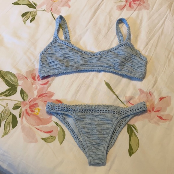 NWOT Blue Crochet Bikini - Picture 1 of 2